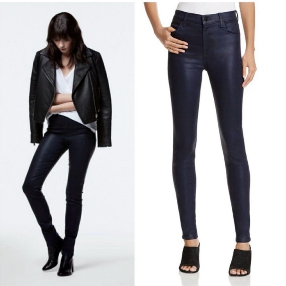 J Brand Maria Coated Electric Navy High Rise Skinny Jeans - NWT